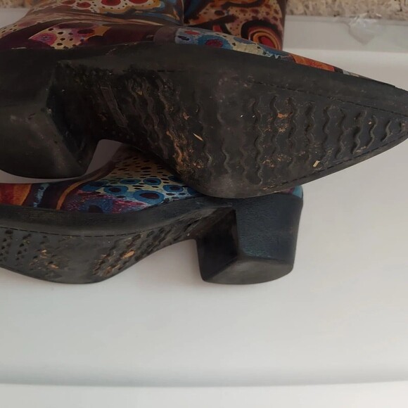 Funky Colorful Cowboy Rain Boots  Size 5 Pointed Toe EU 35 - Picture 10 of 16